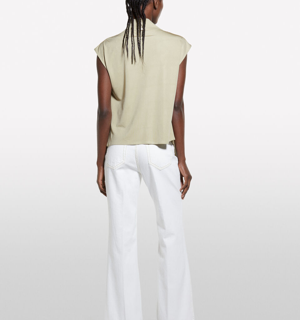 Military green draped top - blouses pour femme - Kaki | Sisley image number 3